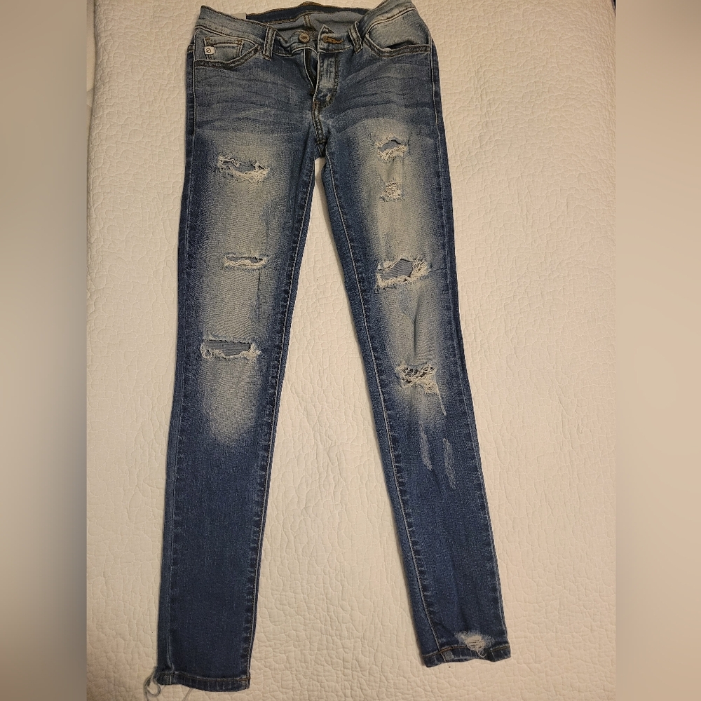 KanCan Blue Skinny Jeans Distressed Style, Size W3 25